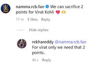 Screenshot of a reply from a fan on the post - Source: RCB Fan Army/IG